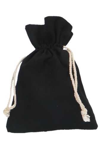 [K1070711] Kadozakjes Katoen Recycled Zwart Met Koord Medium 12x17cm 10stuks