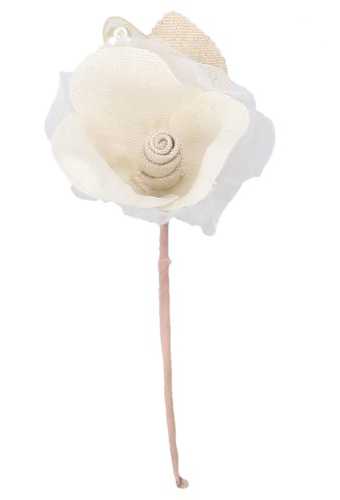 [K1340450] Kado Decoratie Bloem Roosje Wit Met IJzerdraad 7x14.5cm 12stuks