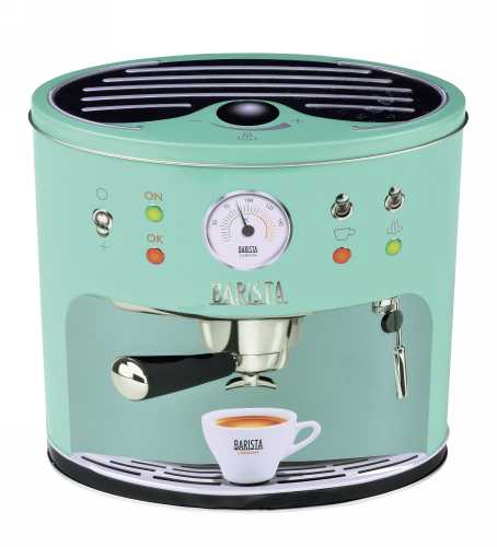 [1630418] Blikken Coffee Machine Mint Groen 21.5x11.5x21cm 6stuks