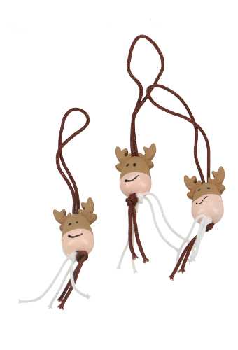 [K1340389] Gelukspoppetjes Rendier 2.5cm Hout Aan Koordje 50stuks