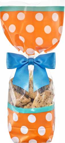 [K1250017] Cellofaan Zakjes Oranje & Witte Dots 10x4x22cm 100stuks