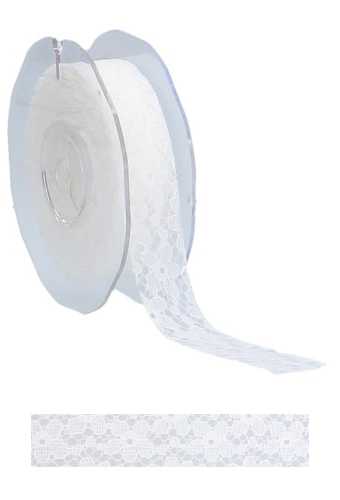 [K1390652] Luxe Kadolint Polyester Flower Wit 21mm x 10 meter