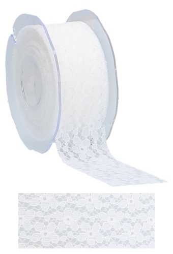 [K1390657] Luxe Kadolint Polyester Flower Wit 38mm x 10 meter