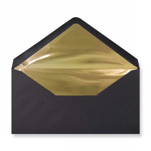 [1490415] Luxe Enveloppen Dinant Zwart & Goud 11x22cm 100stuks
