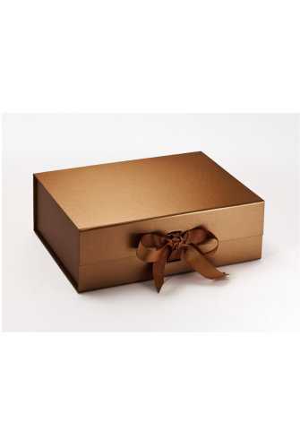 [K167093] Luxueuze Magneetdozen Diamond & Satijnlint Koper 31.5x23.5x10.5cm 12st