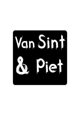 [K1210108] Etiketten Sint Zwart Van Sint & Piet Wit 4.5x4.5cm 500stuks op is op