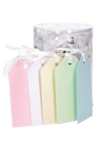 [K1020123] Kadokaartje Pastel Kleuren Assortie Blanco & Koord 4.5x8.5cm 100stuks