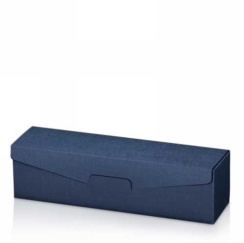 [1170846] Wijndoos 1 fles Liggend Relief Blauw 9x9x35.5cm 50stuks