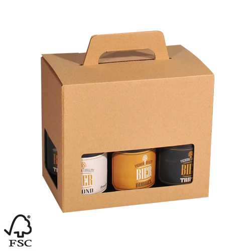 [1180074] Bierverpakking Kraft voor 6 flesjes Bier Dikbuik FSC® 50stuks