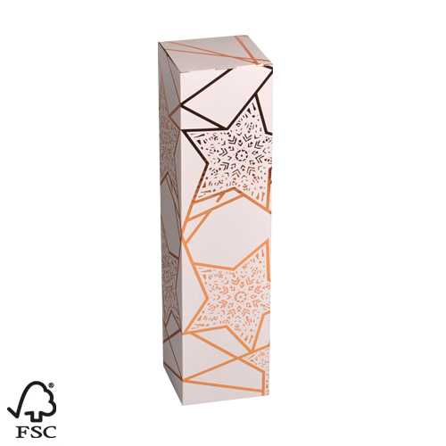 [1170811] Wijndoos 1 fles Witte Sterren 8.7x8.7x36cm FSC® 50stuks