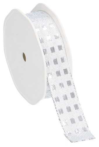 [K1390711] Lint Metallic Blocks Met Zilveren Rand IJzerdraad 25mm x 15meter