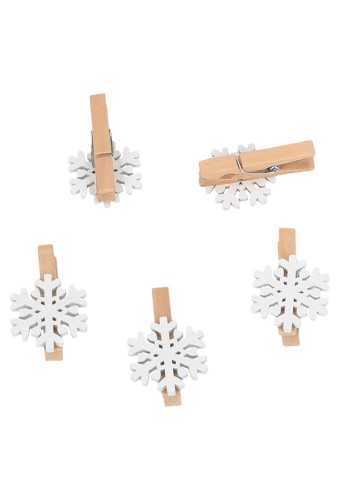 [K1340499] Houten Decoratie Sneeuw Wit Met Knijper 3.3cm 36stuks