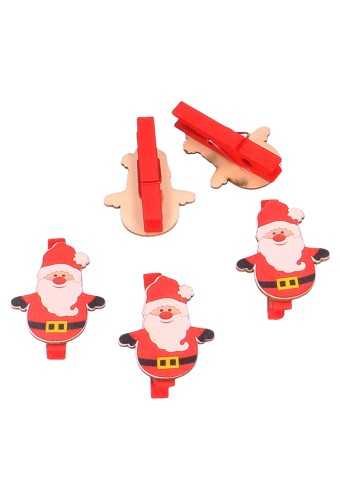 [K1340520] Houten Decoratie Kerstman Met Knijper 4x2.8cm 36stuks OP IS OP