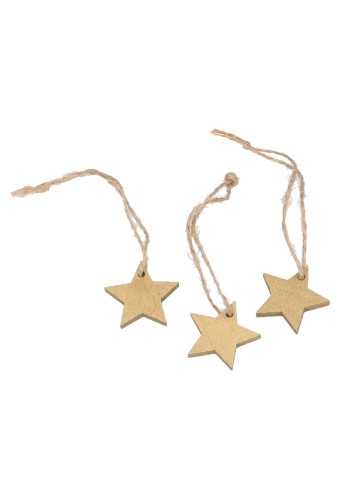 [K1340507] Houten Decoratie Ster Goud Met Koord 3.5cm 36stuks