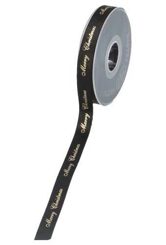 [K1390219] Kadolint Merry Christmas Goud & Zwart 15mm x 25 meter