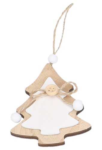[K1340485] Decoratie Hanger Hout Tree & Knoopje & Koord 9x7cm 1stuks