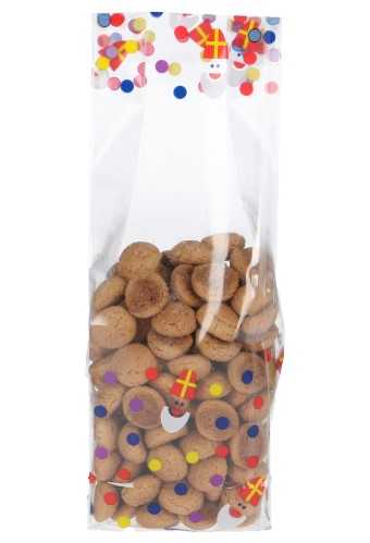 [K1220169] Cellofaan Zakjes Met Blokbodem Sint & Strooigoed 7x4x22cm 100stuks