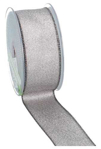 [K1390731] Kadolint Metallic Donker Zilver Met Zwarte Rand IJzerdraad 40mm x 20m
