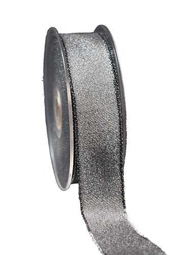 [K1390023] Kadolint Metallic Donker Zilver Met Zwarte Rand IJzerdraad 25mmx20m