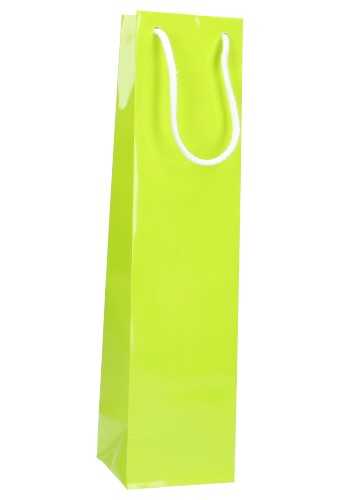 [K1170663] Luxe Wijntasjes Parijs Glans Lime Groen & Koord 10x9x40cm10st OP IS OP
