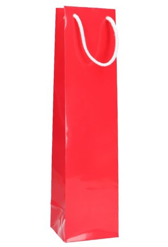 [K1170661] Luxe Wijntasjes Parijs Glans Rood Met Koord 10x9x40cm 10stuks