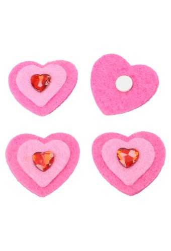 [K1340080] Vilten Decoratie Hart Met Briljant Roze Met Plakker 3cm 100stuks