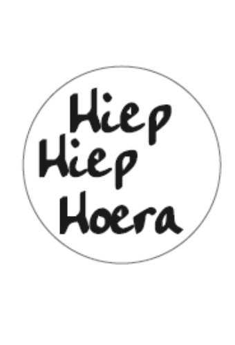 [K1210119] Etiketten Feest Hiep Hiep Hoera Zwart & Wit 4cm 500stuks