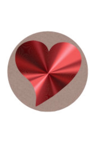 [K1210124] Etiketten Liefde Hartje Rood Metallic Kraft 3.8cm 500stuks