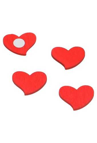[K1340117] Houten Decoratie Hartje Rood Met Plakkers 2.5x2cm 100stuks