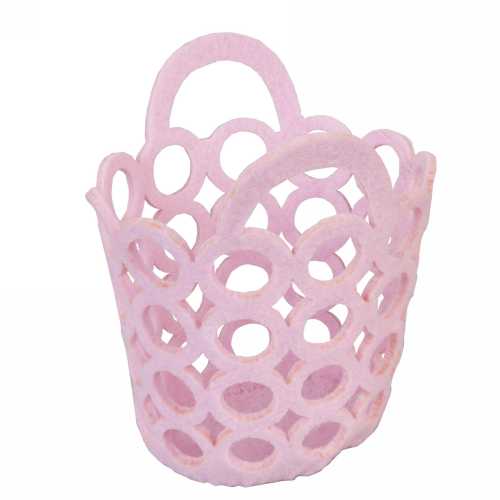 [K156011] Kadomandje Felt Rondjes Roze 7.5-10cm x12cm 6stuks