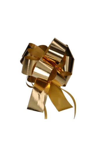 [K1420067] Trek Strikken Metallic Goud Doorsnee 120mm met een lint 30mm 30stuks