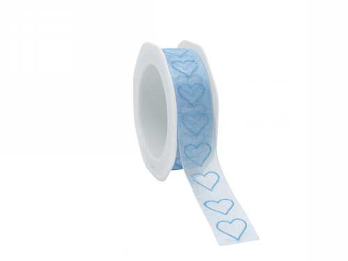 [K1390761] Organza Lint Baby Hearts Blauw 25mm x 20 meter OP IS OP