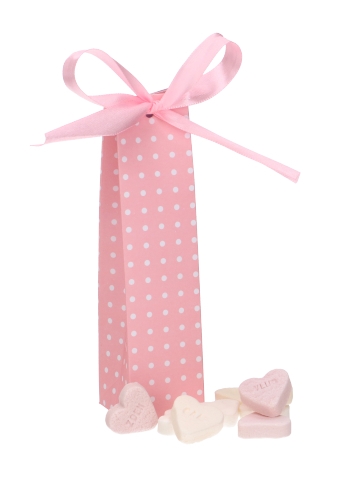 [K1270856] Geschenkdoosjes Tube Roze Dots & Lint 3.5x3.5x14cm 25stuks