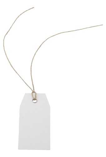 [K1020266] Kadokaartje Wit 3x6cm Blanco & Jute Koord 100stuks