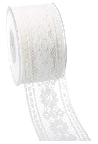 [K1390817] Luxe Kadolint Polyester Kant Wit Flower 53mm x 20meter