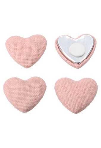 [K1340558] Decoratie Plakker Baby Hartjes Stof Roze 2.5cm 24stuks