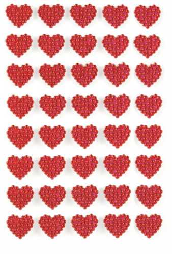 [K1020284] Kado Sticker Diamant Hart Rood 15mm 40stuks
