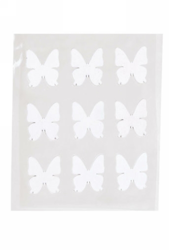 [K1340556] Decoratie Plakker Vlinder Wit 3cm 9 stuks