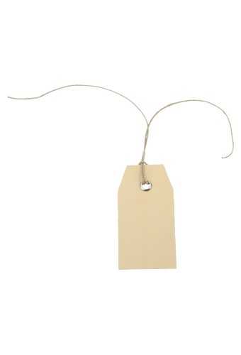 [K1020267] Kadokaartje Kraft 3x6cm Blanco & Jute Koord 100stuks