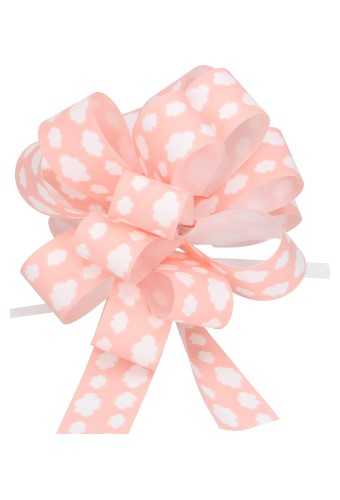 [K1420191] Baby Trek Strikken Roze Met Wit Wolkje 20mm r100mm 30stuks