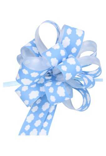 [K1420192] Baby Trek Strikken Blauw Met Wit Wolkje 20mm r100mm 30stuks