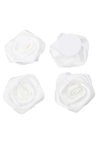 [K1420184] Cadeaustrikje Satijn Roos Klein Wit Met Plakker 2.5cm 24stuks