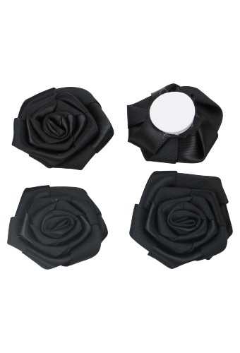 [K1420185] Cadeaustrikje Satijn Roos Groot Zwart Met Plakker 4.5cm 15stuks