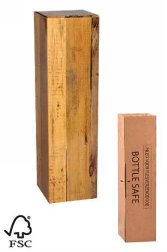 [1170921] Wijn Verzendverpakking Hout 1 fles 11x10x40.5cm Met inlay FSC® 50stuks