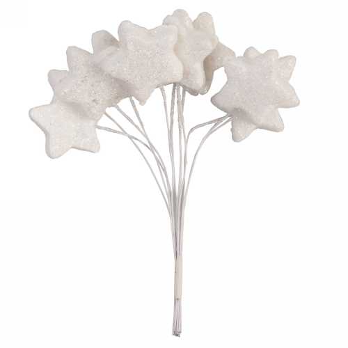 [K1340572] AKTIE Kado Decoratie Star Shiny Wit 9cm Met IJzerdraad 72stuks
