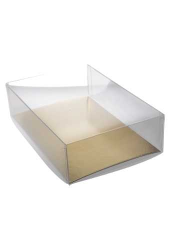 [K1271581] Transparant Macarondoos & Gouden Bodem 18x12x5cm 100stuks