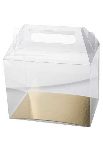 [K1271591] Transparant Cadeaudoosjes Koffer & Gouden Bodem 18x12.5x14cm 100stuks