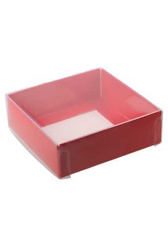 [K1271628] Transparant Cadeaudoosje Rood Bonbondoosje 9x9x3cm 100stuks