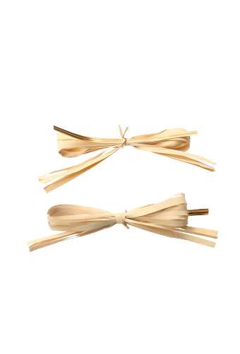 [K1370067] Cadeaustrikje Raffia Naturel Met Gouden Clipje 8x5cm 100stuks