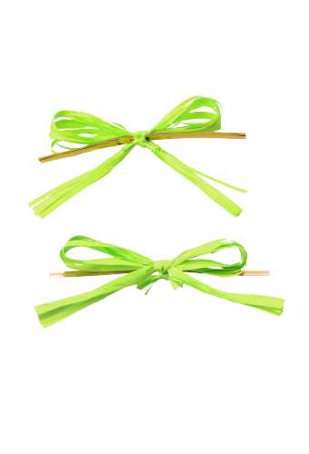 [K1370070] Cadeaustrikje Raffia Groen Met Gouden Clipje 8x5cm 100stuks